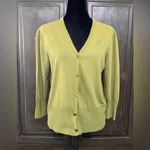 Vintage Lan Louis Paris hunter green cardigan sweater- size XL